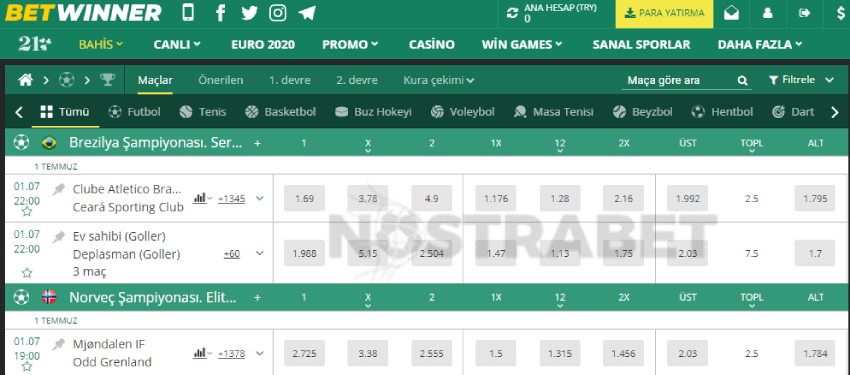 betwinner spor bahisleri