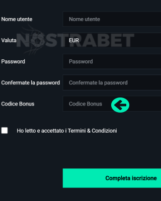 codice bonus cbet inserisci