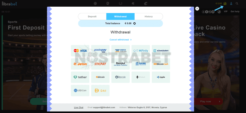 librabet withdrawal methods