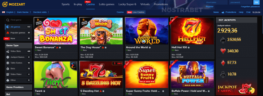 Mozzart Casino Games