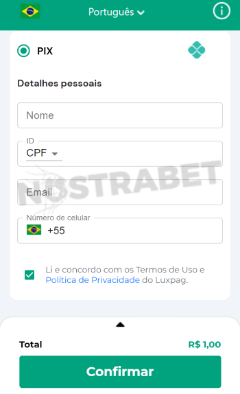 Deposite em site de apostas com PIX