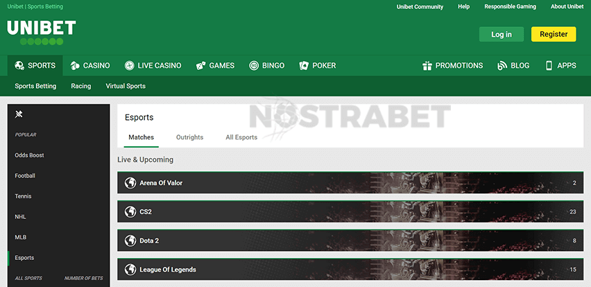 Unibet Esports Section